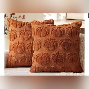 Pumpkin Patterned Orange Throw Pillow Covers Size 20 X 20